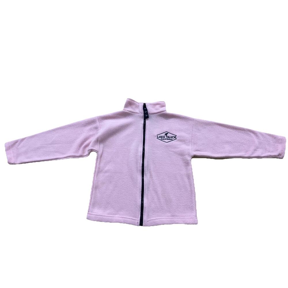 Made in USA Pink Youth Fleece Full Zip Jacket - Lake Tahoe Embroidery